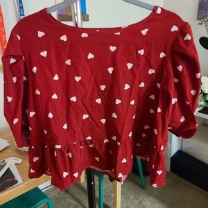 Red Shien crop top either hearts.